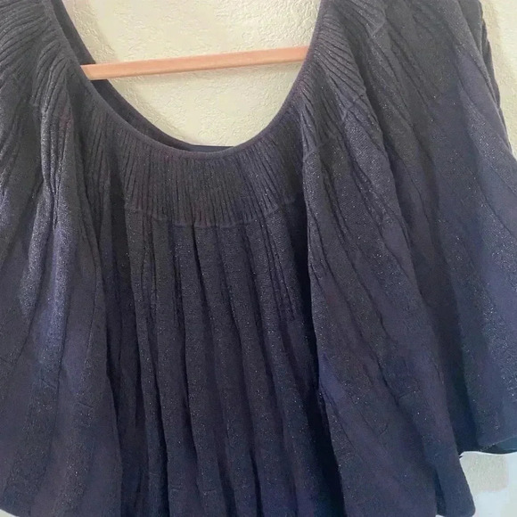 French Connection Draped Batwing Stardust Glitter Wool Blend Sweater Size M - Picture 4 of 10